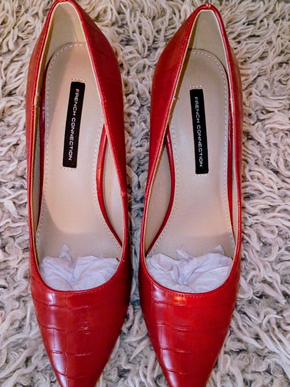 French Connection Patent Red Pointed-Toe Pumps